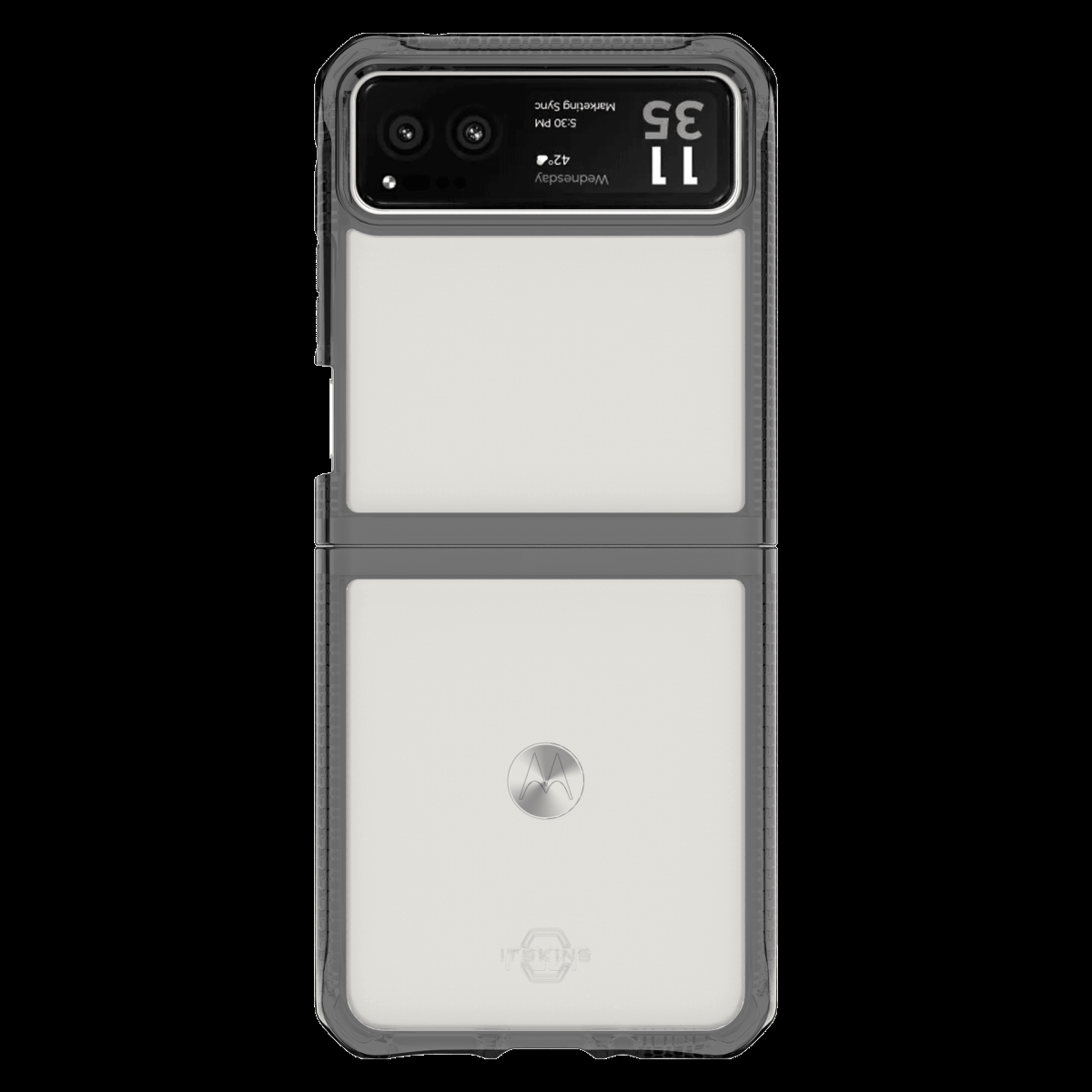 Picture of Itskins MTVE-HBMKC-BKTR Hybrid-R Clear Case for Motorola Razr 2023 - Black & Transparent