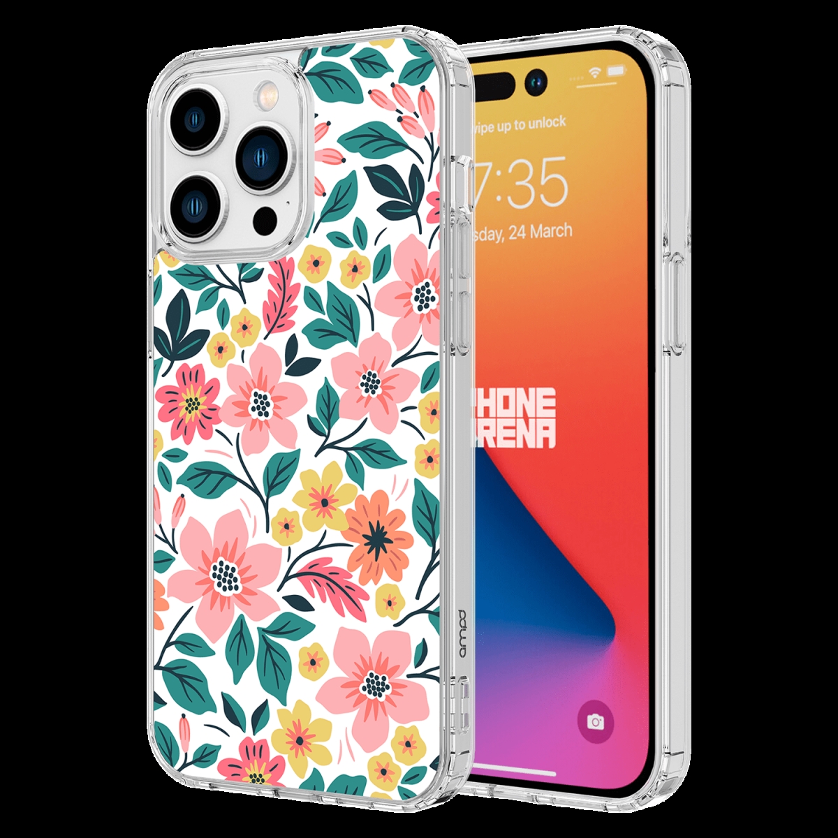 Picture of Ampd AA-IPH15PROMAX-MAGPRINT-WILDFLWR TPU & Acrylic HD Print Magsafe Case for Apple iPhone 15 Pro Max - Multi Color Wildflower