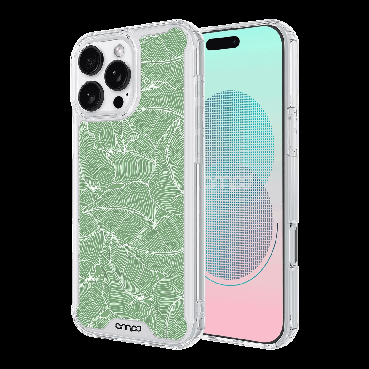 Picture of Ampd AA-IPH16PRO-HDPRINT-PALM TPU & Acrylic HD Print Magsafe Case for Apple iPhone 16 Pro - Palm