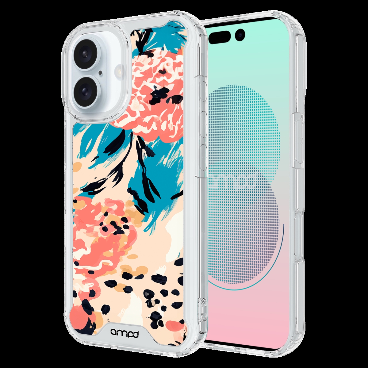 Picture of Ampd AA-PLSIPH16-HDPRINT-BLUFLWR TPU & Acrylic HD Print Magsafe Case for Apple iPhone 16 Plus - Blue Blossom