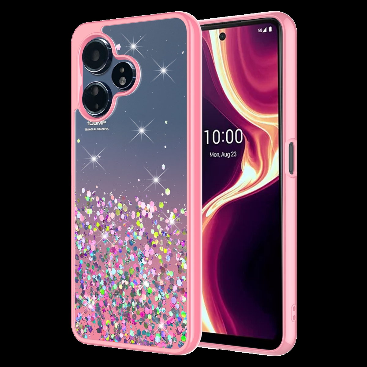 Picture of Ampd AA-3PLSCELERO-GLITTER-PNK TPU & Acrylic Glitter Insert Case for Celero 5G Plus Gen 3 - Pink