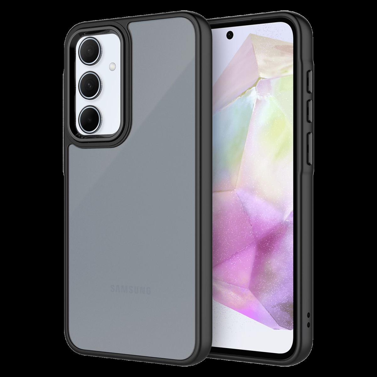 AA-A355G-ACRYLICSMOKE-BLK TPU & Acrylic Smoke Translucent Case for Samsung Galaxy A35 5G - Black Bumper