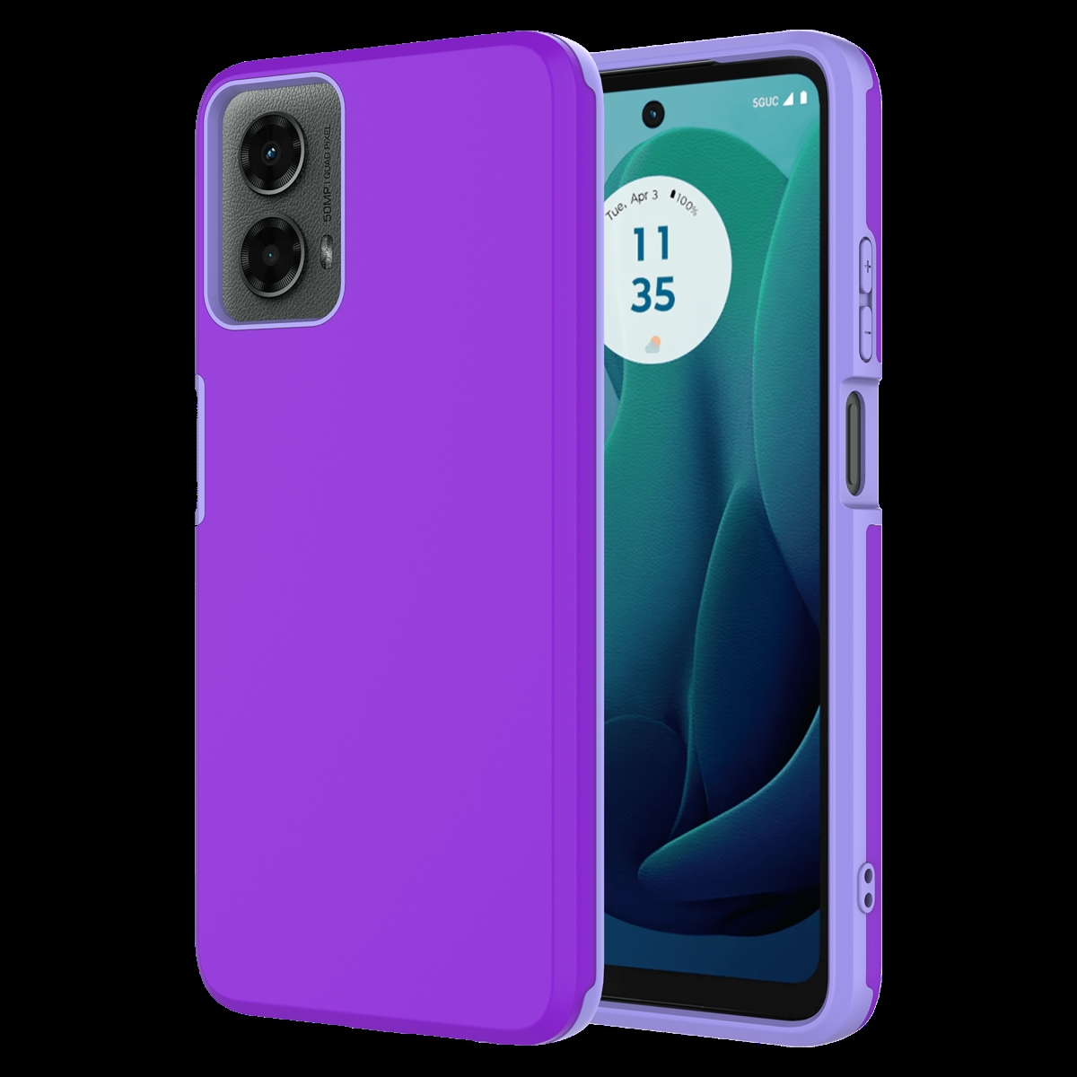 Picture of Ampd AA-G5G24-CLASSICSLIM-PURP Dual Layer Soft Touch Classic Slim Case for Motorola Moto G 5G 2024 - Purple