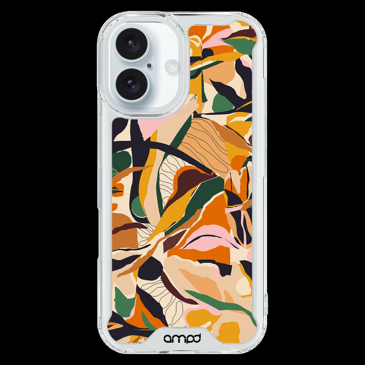 Picture of Ampd AA-PLSIPH16-HDPRINT-ORNGFLWR TPU & Acrylic HD Print Magsafe Case for Apple iPhone 16 Plus - Orange Blossom