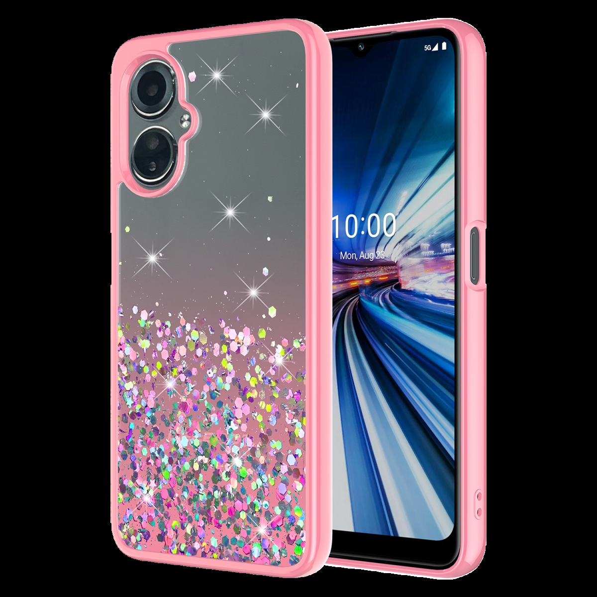 Picture of Ampd AA-CELERO3-GLITTER-PNK TPU & Acrylic Glitter Insert Case for Celero 5G Gen 3 - Pink