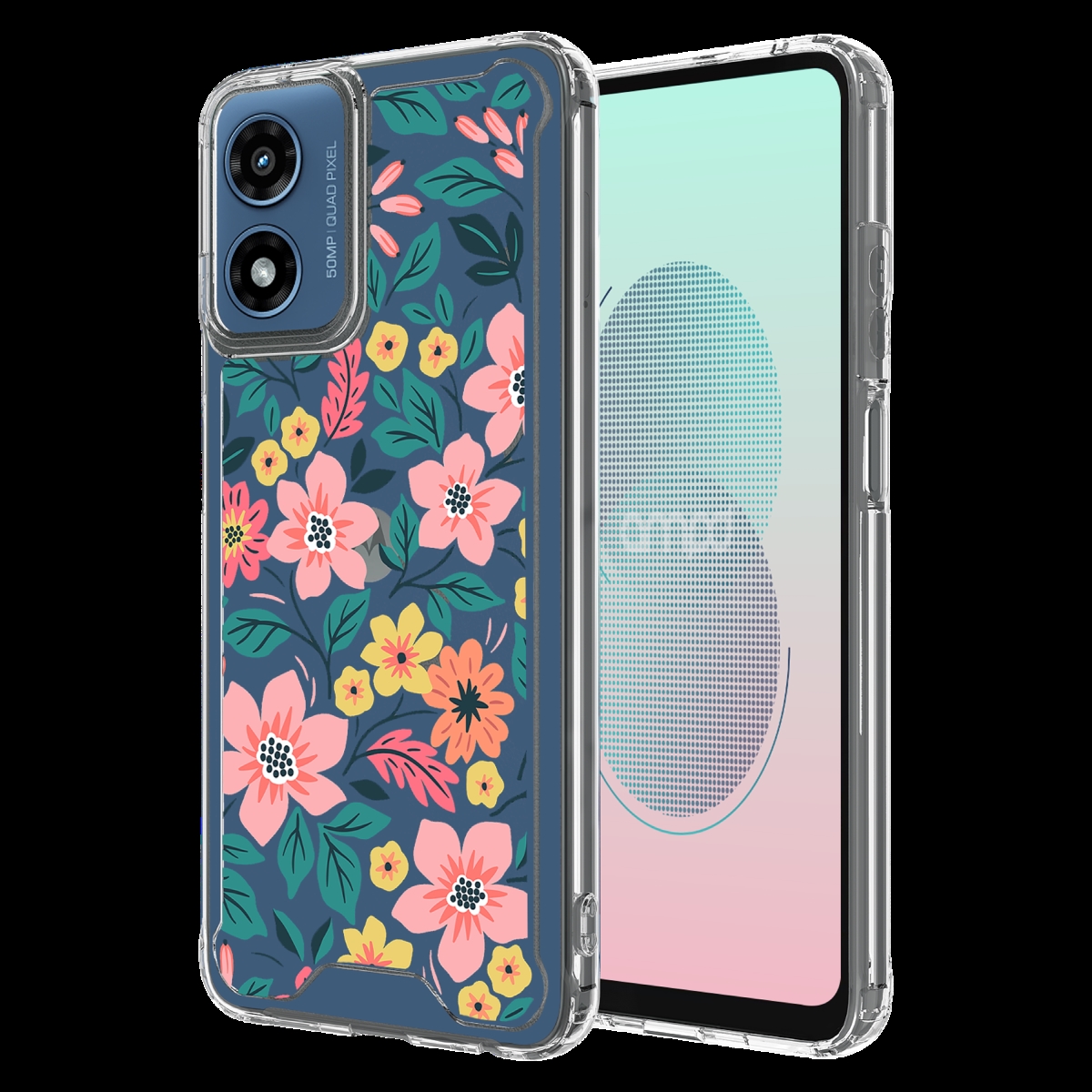 Picture of Ampd AA-GSTYLUS5G24-HDPRINT-WILDFLWR TPU & Acrylic HD Print Case for Motorola Moto G Stylus 5G 2024 - Pink Wildflower