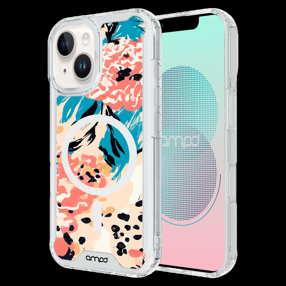 Picture of Ampd AA-IPH13-HDPRINT-BLUFLWR HD Print Magsafe Case for Apple iPhone 13 - Blue Blossom