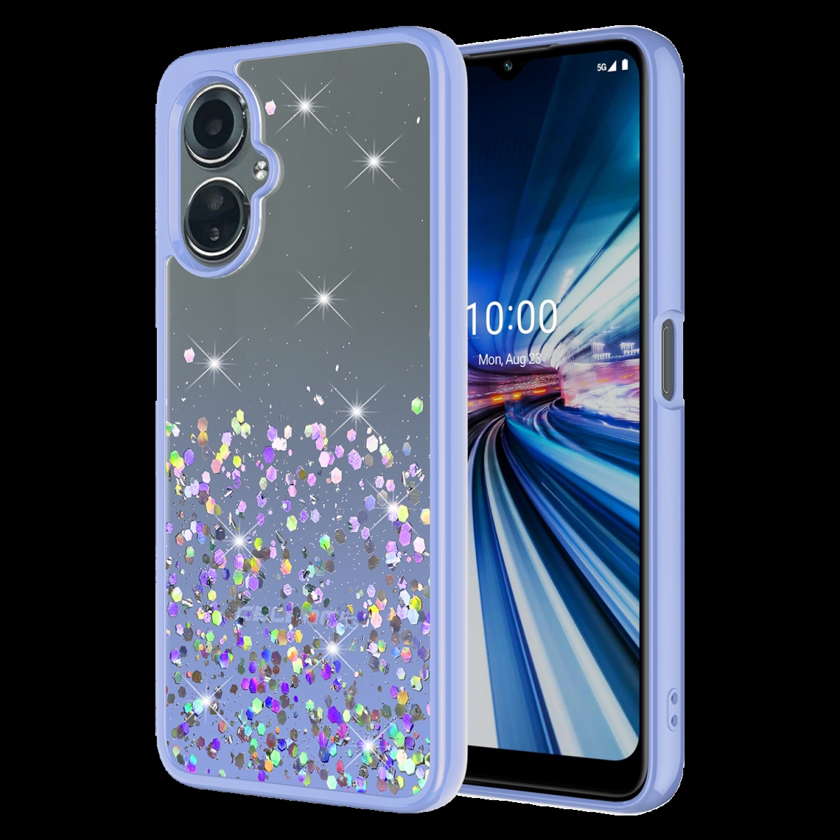 Picture of Ampd AA-CELERO3-GLITTER-PURP TPU & Acrylic Glitter Insert Case for Celero 5G Gen 3 - Purple
