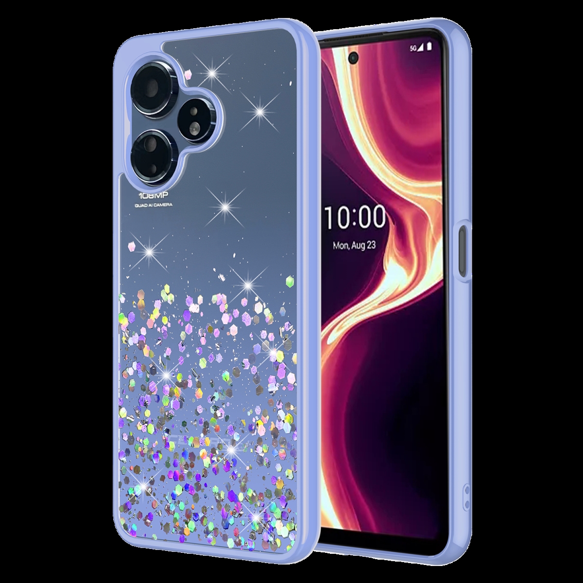 Picture of Ampd AA-3PLSCELERO-GLITTER-PURP TPU & Acrylic Glitter Insert Case for Celero 5G Plus Gen 3 - Purple