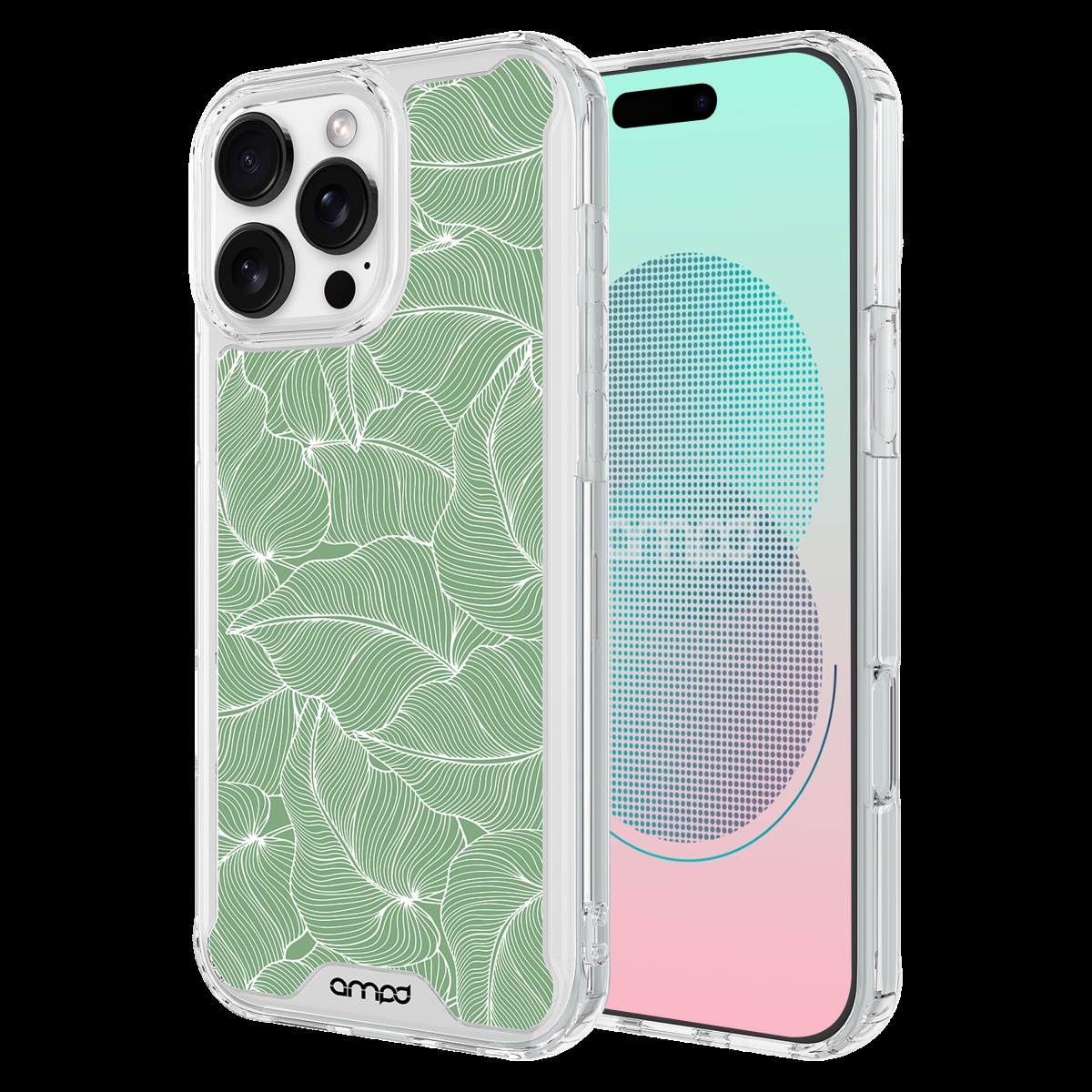 Picture of Ampd AA-IPH16PMAX-HDPRINT-PALM TPU & Acrylic HD Print Magsafe Case for Apple iPhone 16 Pro Max - Palm