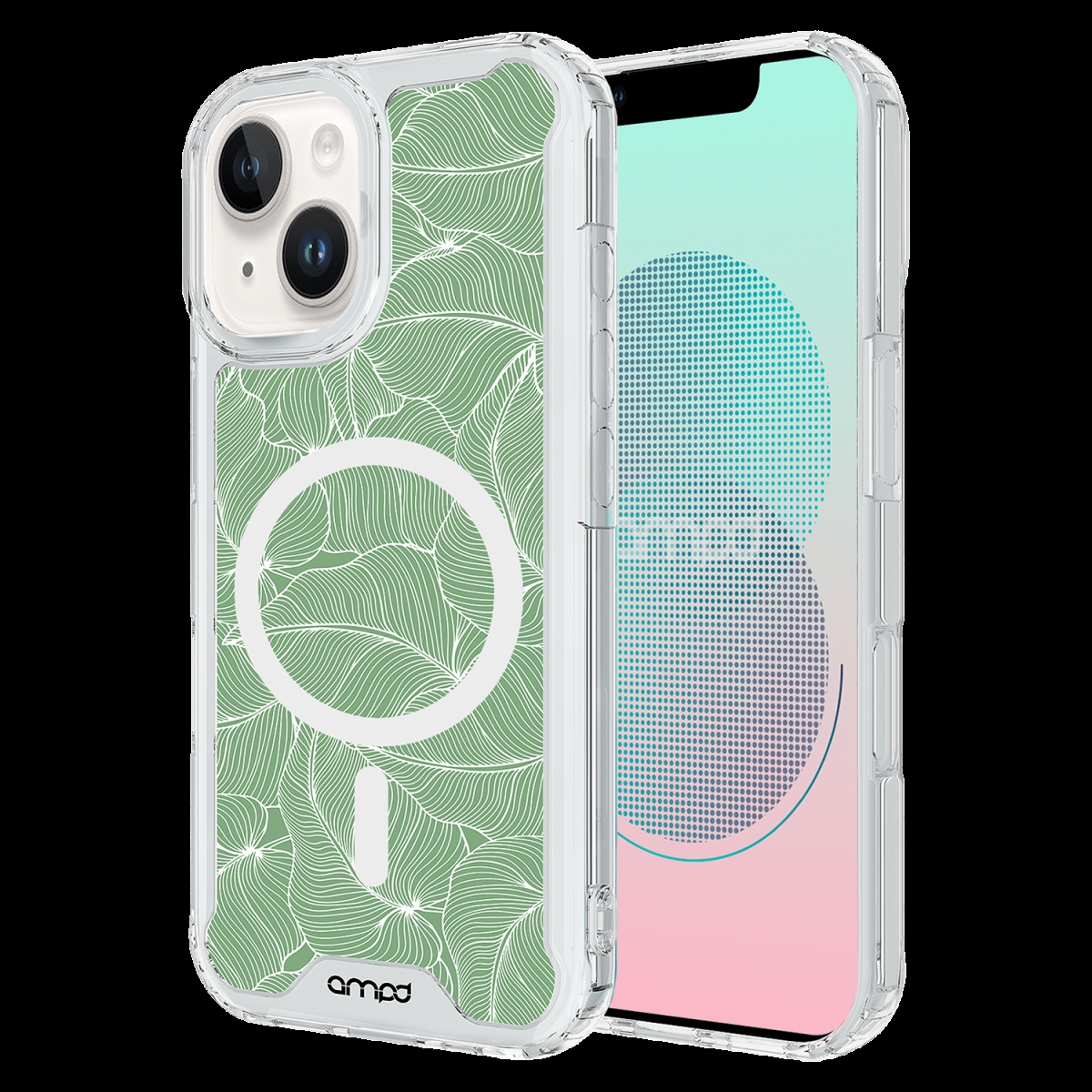 Picture of Ampd AA-IPH13-HDPRINT-PALM HD Print Magsafe Case for Apple iPhone 13 - Palm