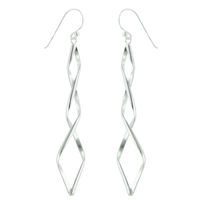 Picture of Vera & Company 2S-6348E Sterling Silver Earring Plain Elongated Twisted Diamond Shape