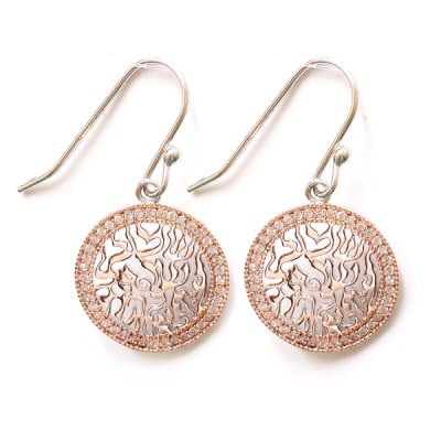 Sterling Silver Earring Round Shema with Cubic Zirconia, Clear
