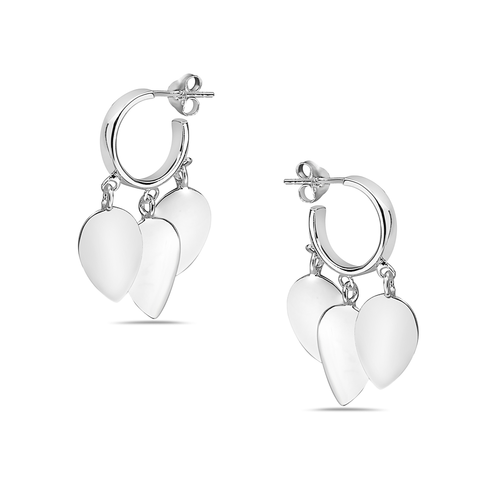 Sterling Silver Hoop Earring with Teardrops Dangle