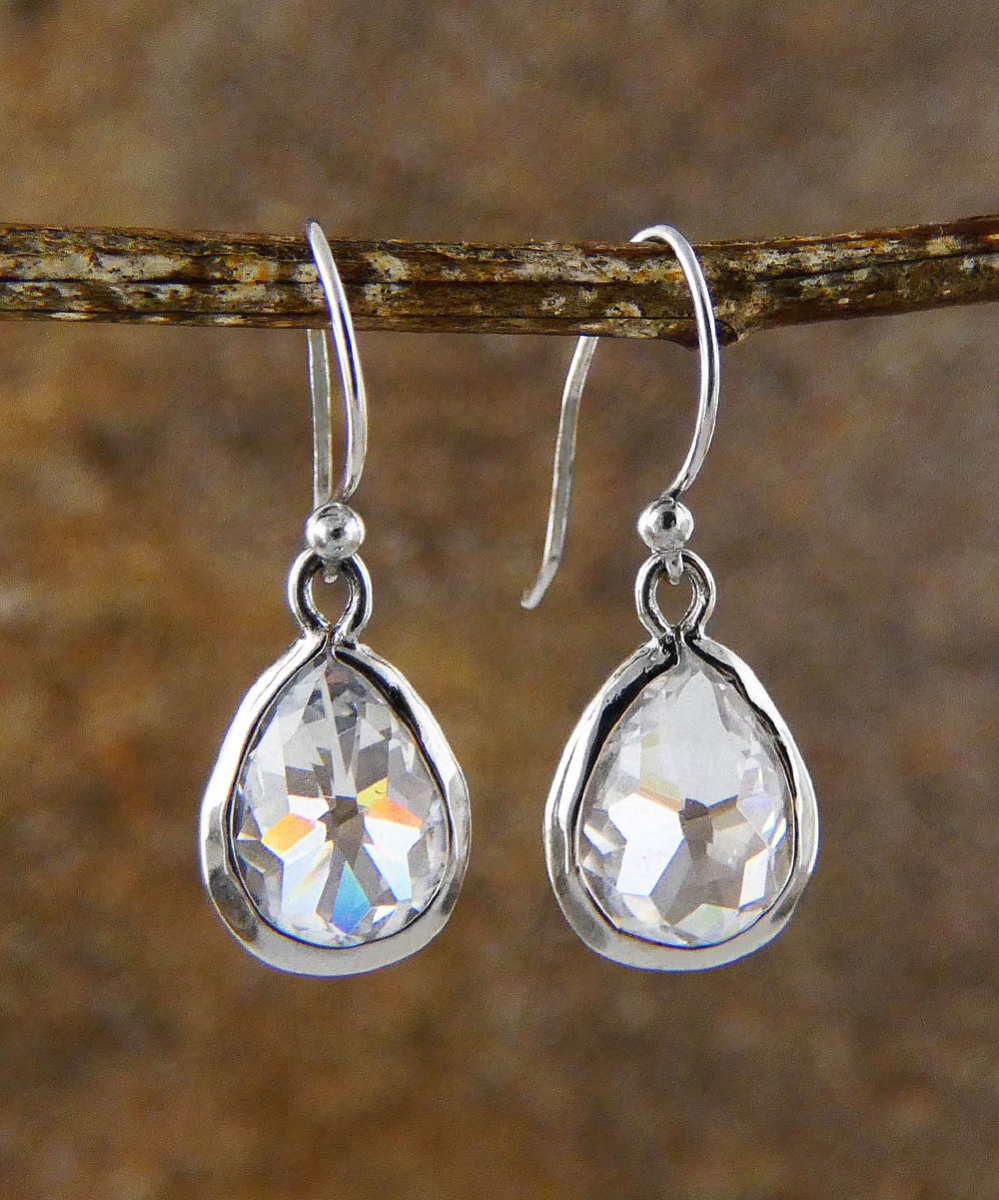 Sterling Silver Tear Drop CZ Earring