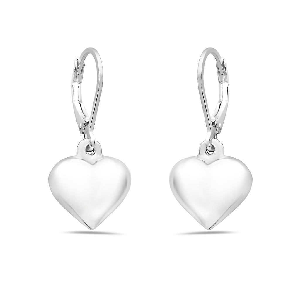 Sterling Silver Puffy Heart Dangle Earring with Leverback