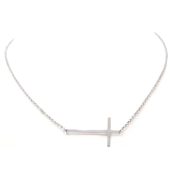 Picture of Vera 5S-958 Sterling Silver Cross Sideway Necklace