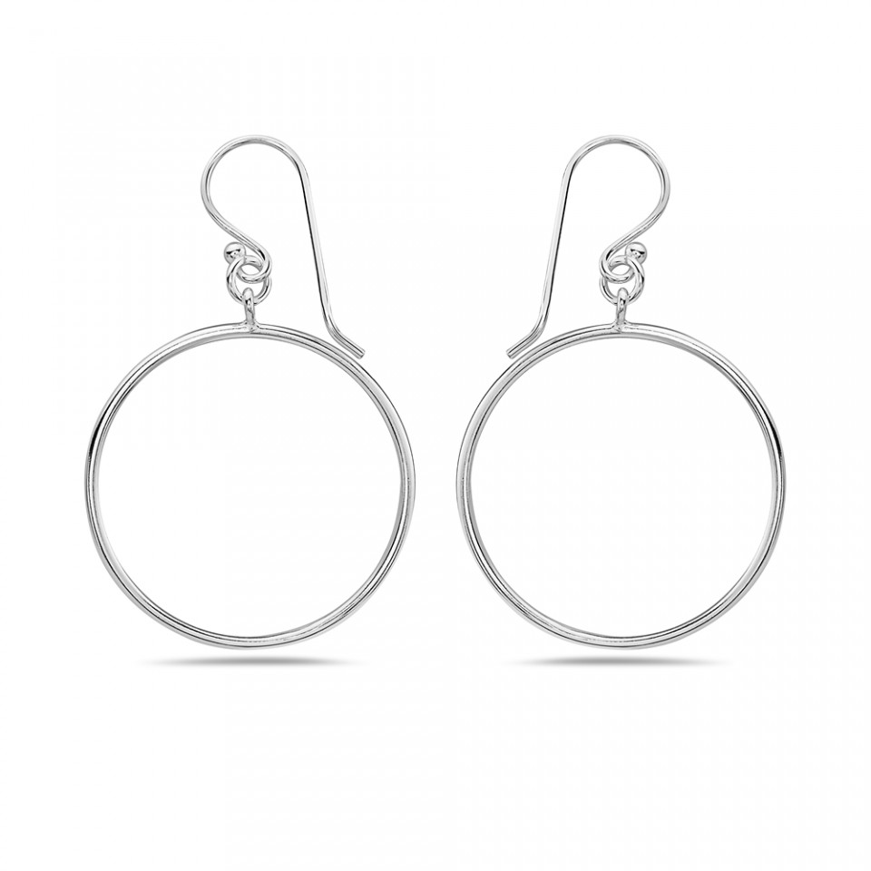 2S-5454E-3 Sterling Silver Floating Circle Dangle Earring