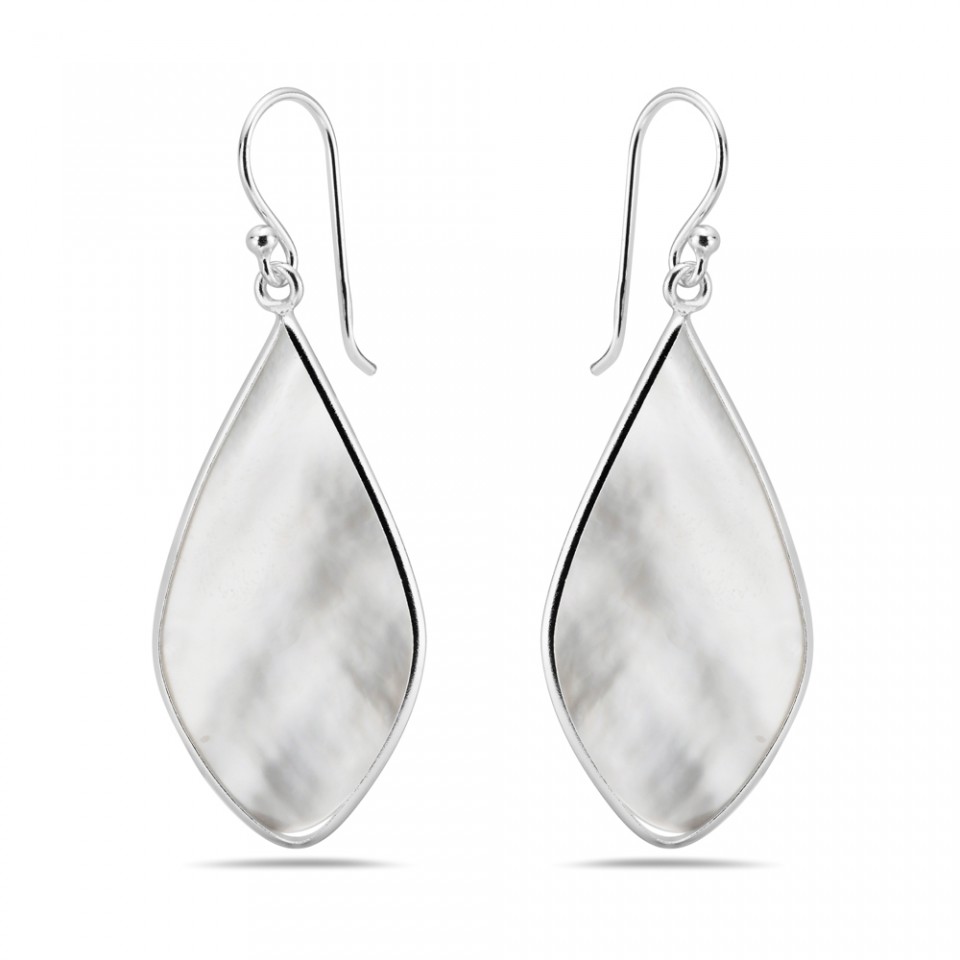 2S-7397M Sterling Silver Regency Long Diamond Shape Mother of Pearl Earring