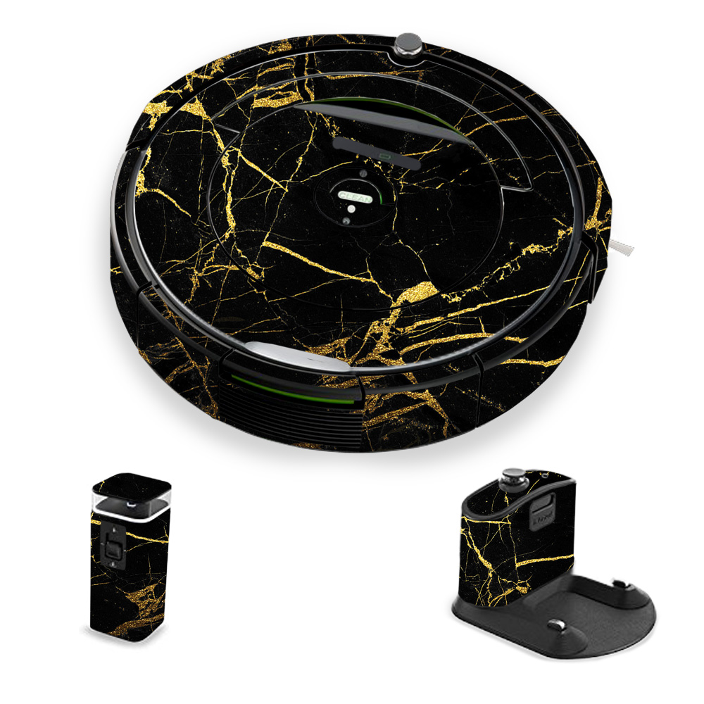 Picture of MightySkins IRRO690-Black Gold Marble Skin for iRobot Roomba 690 Robot Vacuum&#44; Black Gold Marble