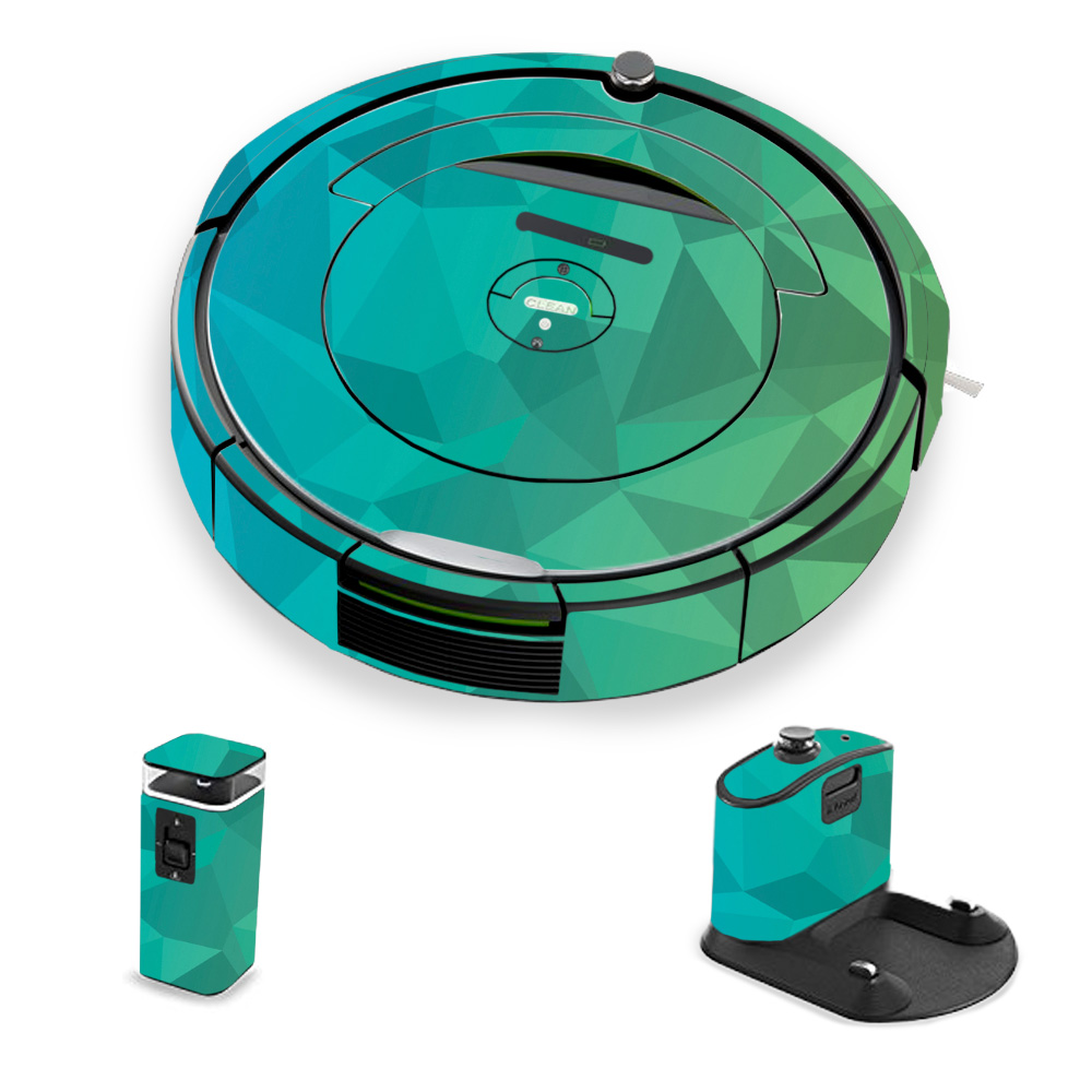 Picture of MightySkins IRRO690-Blue Green Polygon Skin for iRobot Roomba 690 Robot Vacuum&#44; Blue Green Polygon