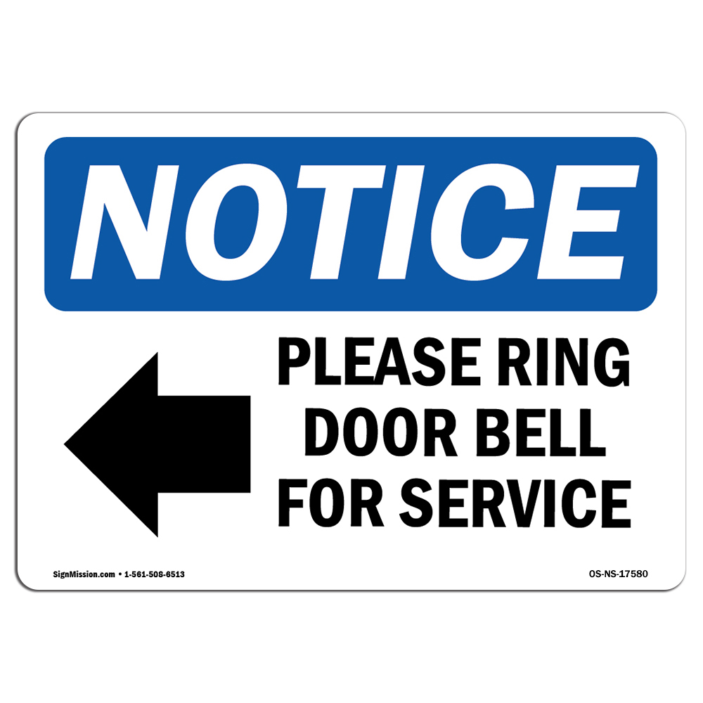 Notice Please Ring Door Bell for Service OSHA Plastic Sign -  Amistad, AM3873788