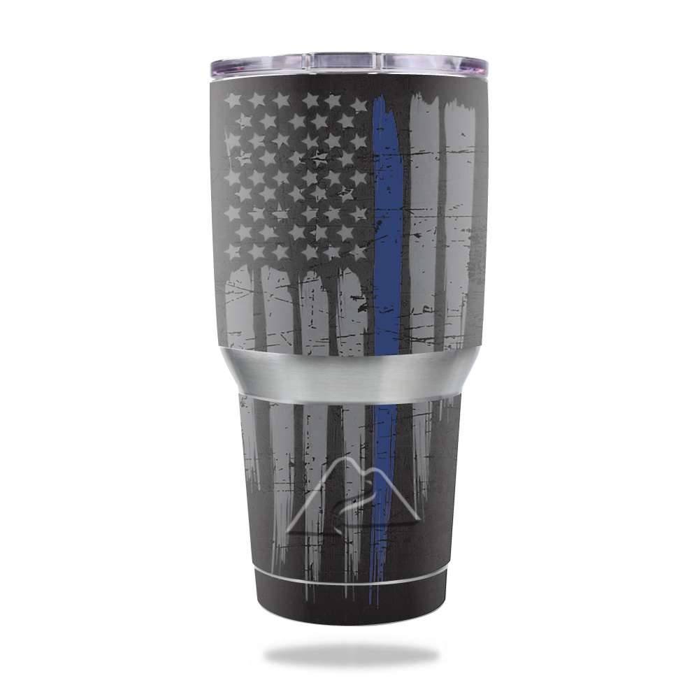 Picture of MightySkins OZTUM30-Thin Blue Line Skin for 30 oz Ozark Trail Tumbler, Thin Blue Line