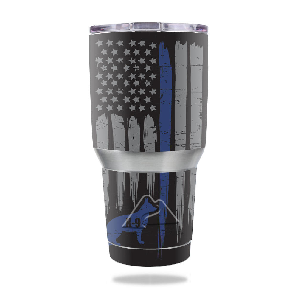Picture of MightySkins OZTUM30-Thin Blue Line K9 Skin for 30 oz Ozark Trail Tumbler, Thin Blue Line K9