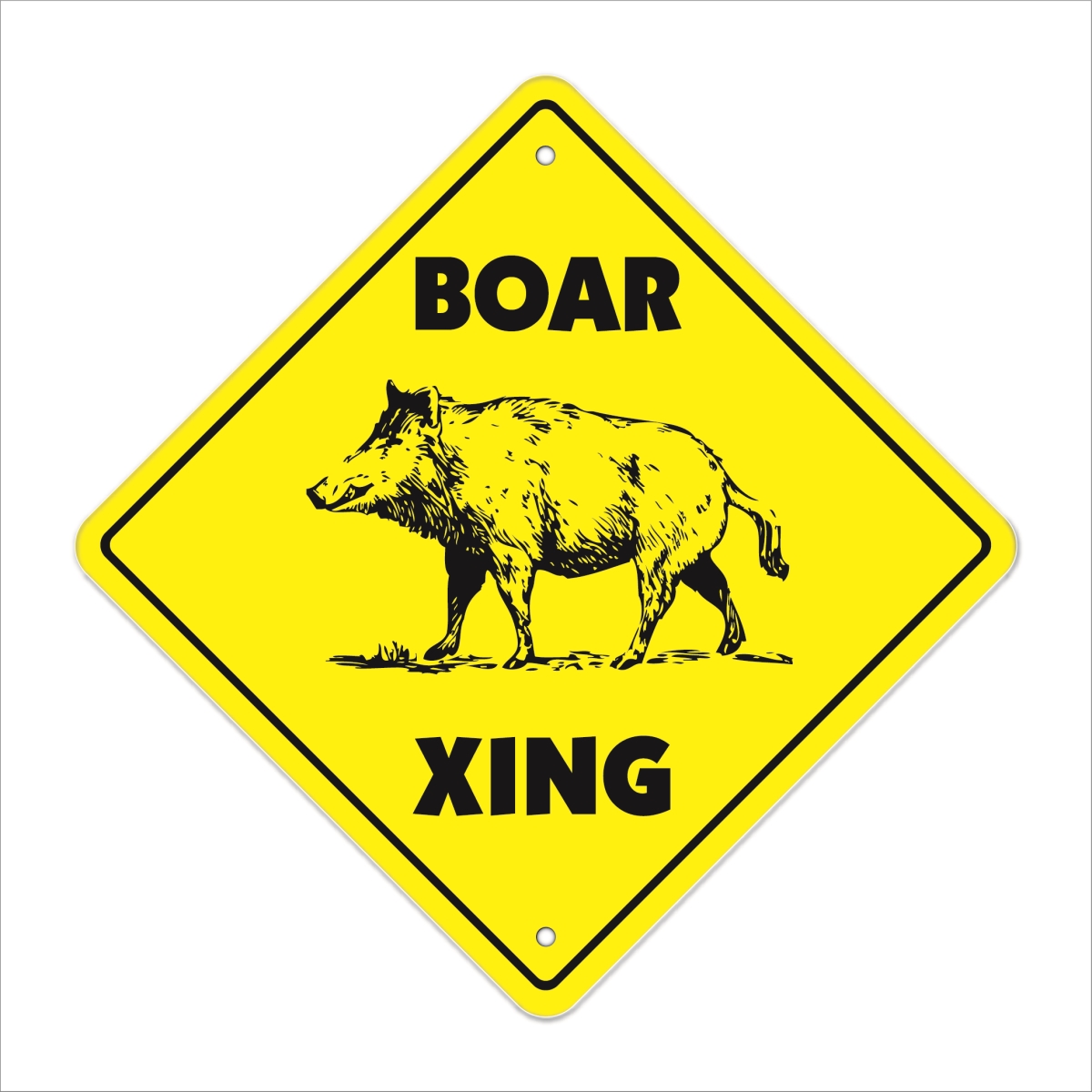 Boar Crossing Sign Zone Xing | Indoor/Outdoor | 12" Tall Plastic Sign pig hog wild hunter hunt tusk trap kill