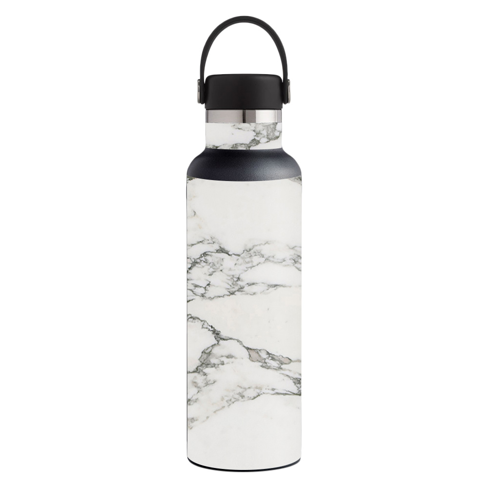 Picture of MightySkins HFST21-White Marble Skin for 21 oz Standard Mouth Hydro Flask, White Marble