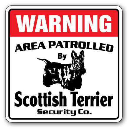 WD-12-SCOTTISH TERRIER 12 x 8 in. Area Patrolled Dog Guard Owner Pet Leash Gift Scottish Terrier Security Sign -  SignMission