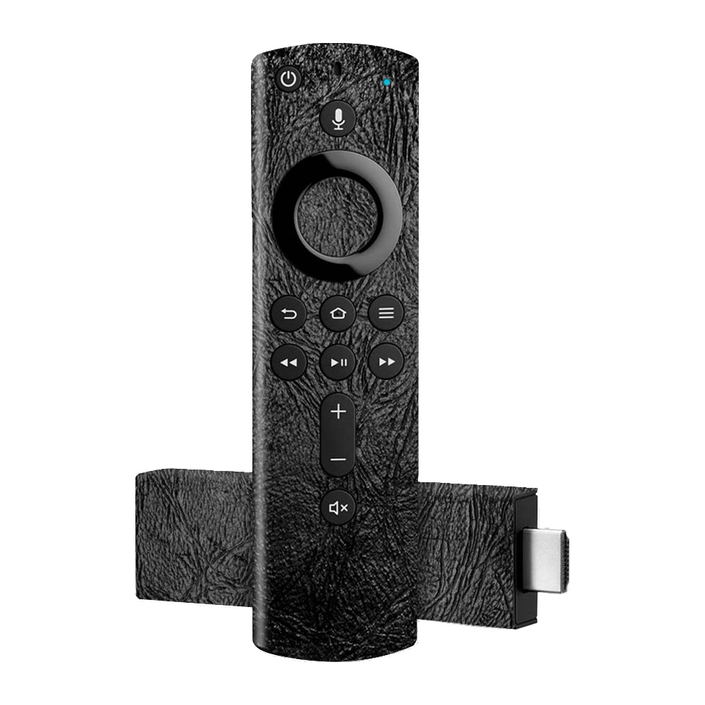 Picture of MightySkins AMFTV4K-Black Leather Skin for Amazon Fire TV Stick 4K&#44; Black Leather