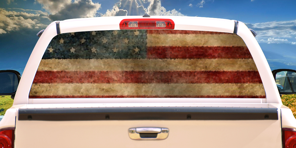 Picture of SignMission P-16-Vintage Flag Vintage Flag Rear Window Graphic Truck View Thru Vinyl Back Decal