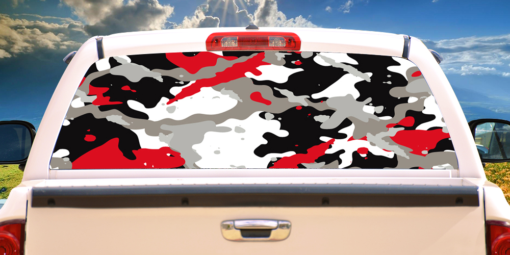 Picture of SignMission P-22-Red Camo Red Camo Rear Window Graphic Truck View Thru Vinyl Back Decal