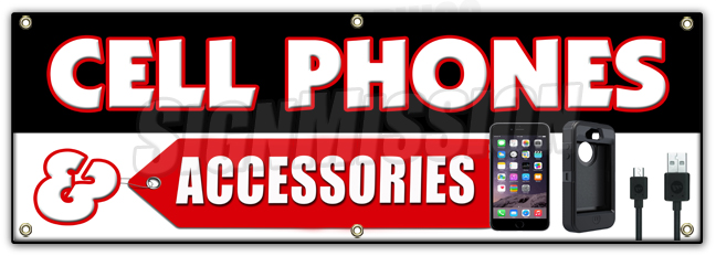 B-72 Cell Phones And Accessor 24 x 72 in. Cell Phones & Accessories Banner Sign -  SignMission