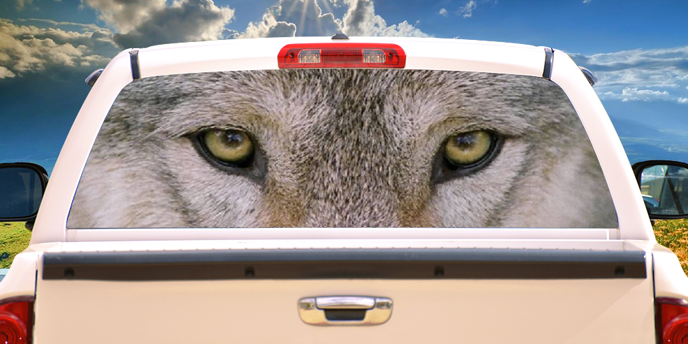 Wolf Eyes Rear Window Graphic Pickup Film View Thru Vinyl Truck Decal -  Entretenimiento, EN2678449