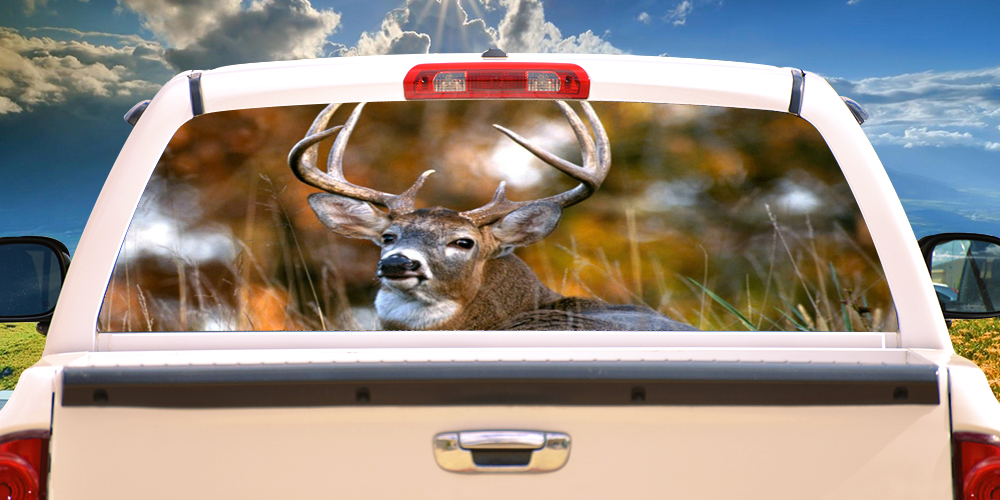 Picture of SignMission P-22-Deer2 Deer 2 Rear Window Graphic Back Truck SUV View Thru Vinyl Car Decal