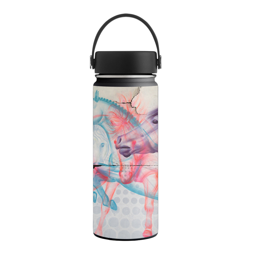 Picture of MightySkins HFWI18-Damaged Horses Skin for 18 oz Wide Mouth Hydro Flask, Damaged Horses