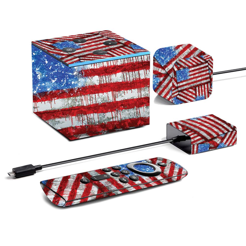 Picture of MightySkins AMFITVCU2-Flag Drips Skin for Amazon Fire TV Cube 2020 - Flag Drips
