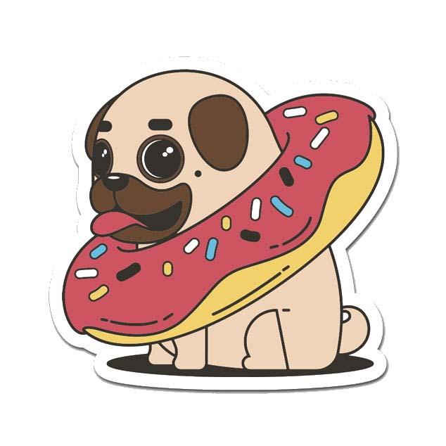 Picture of MightySkins D-DC-3-99852 Donut Pug 3 in. Laptop Sticker Decal Cute Stylish Funny Cartoon Dorm Room Decor Sticker Vinyl Decals