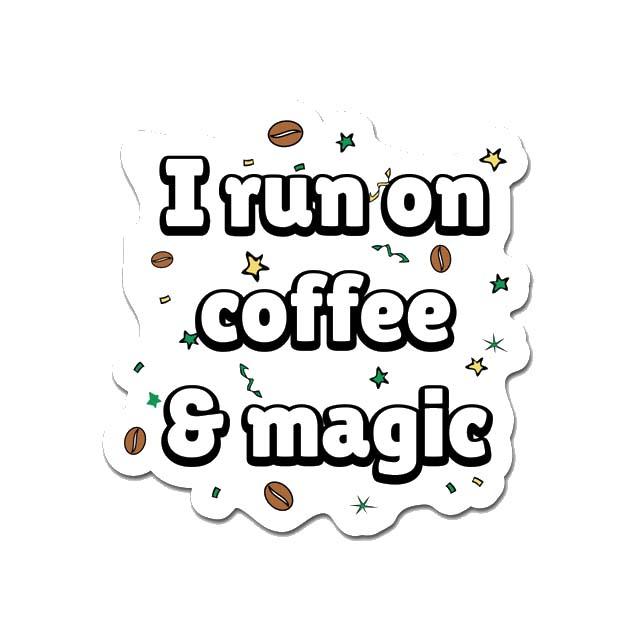 Picture of MightySkins D-DC-3-99799 I Run On Coffee & Magic 3 in. Laptop Sticker Decal Cute Stylish Funny Cartoon Dorm Room Decor Sticker Vinyl Decals