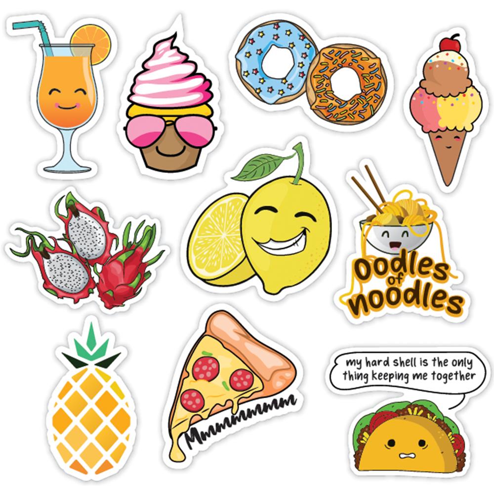 Picture of MightySkins D-10PAK-7 Yummy Food 10 Pack of Sticker Set for Water Bottles & Laptops High Quality 3 in. Vinyl Decals