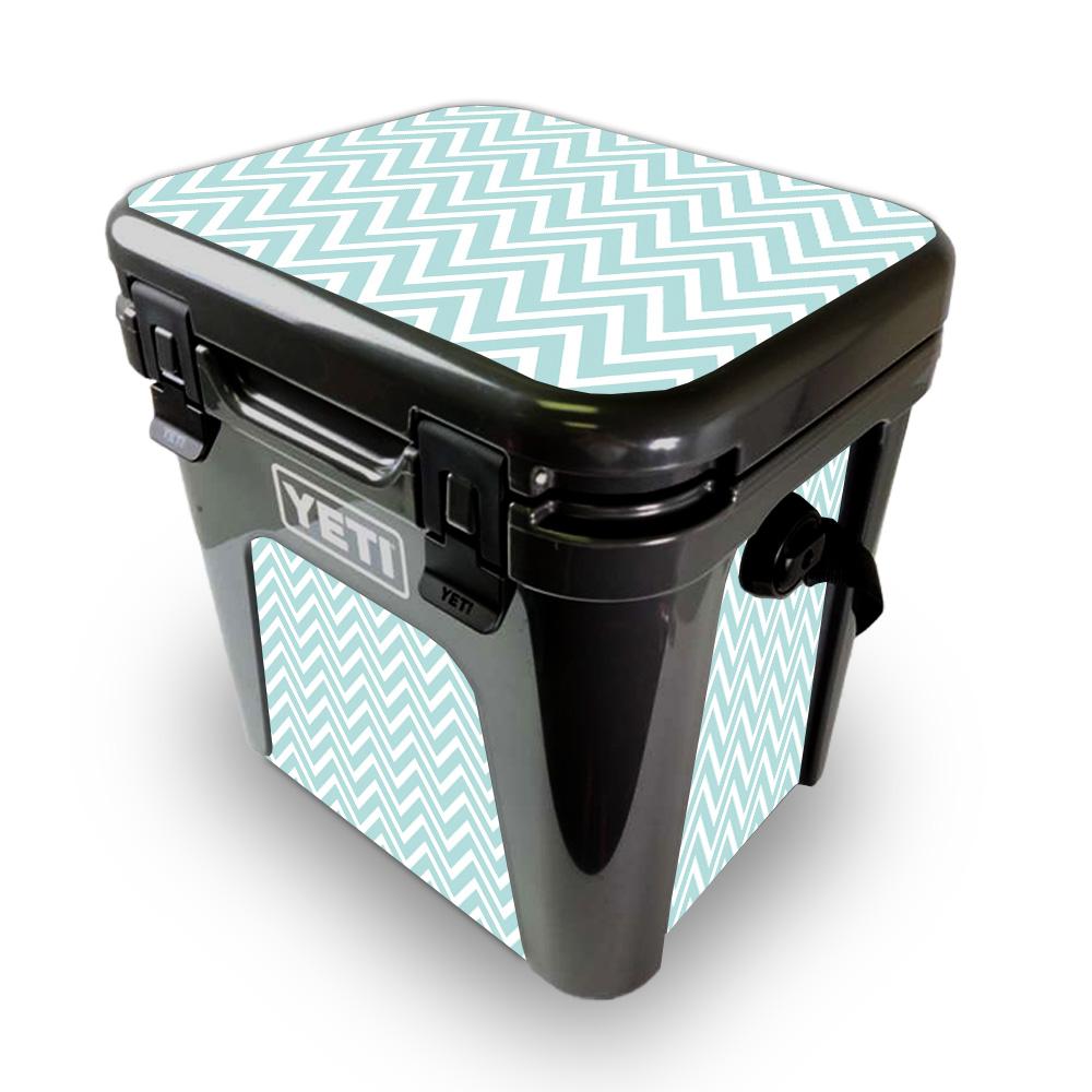 Picture of MightySkins YEROAD24-Aqua Chevron Skin for Yeti Roadie 24 Hard Cooler - Aqua Chevron