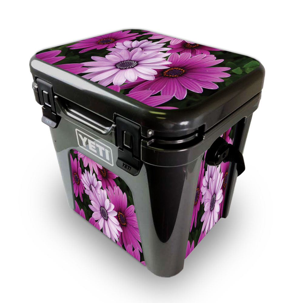Picture of MightySkins YEROAD24-Purple Flowers Skin for Yeti Roadie 24 Hard Cooler - Purple Flowers