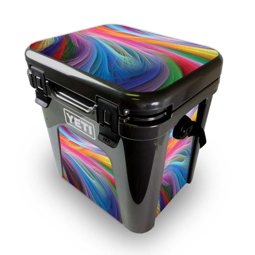 Picture of MightySkins YEROAD24-Rainbow Waves Skin for Yeti Roadie 24 Hard Cooler - Rainbow Waves