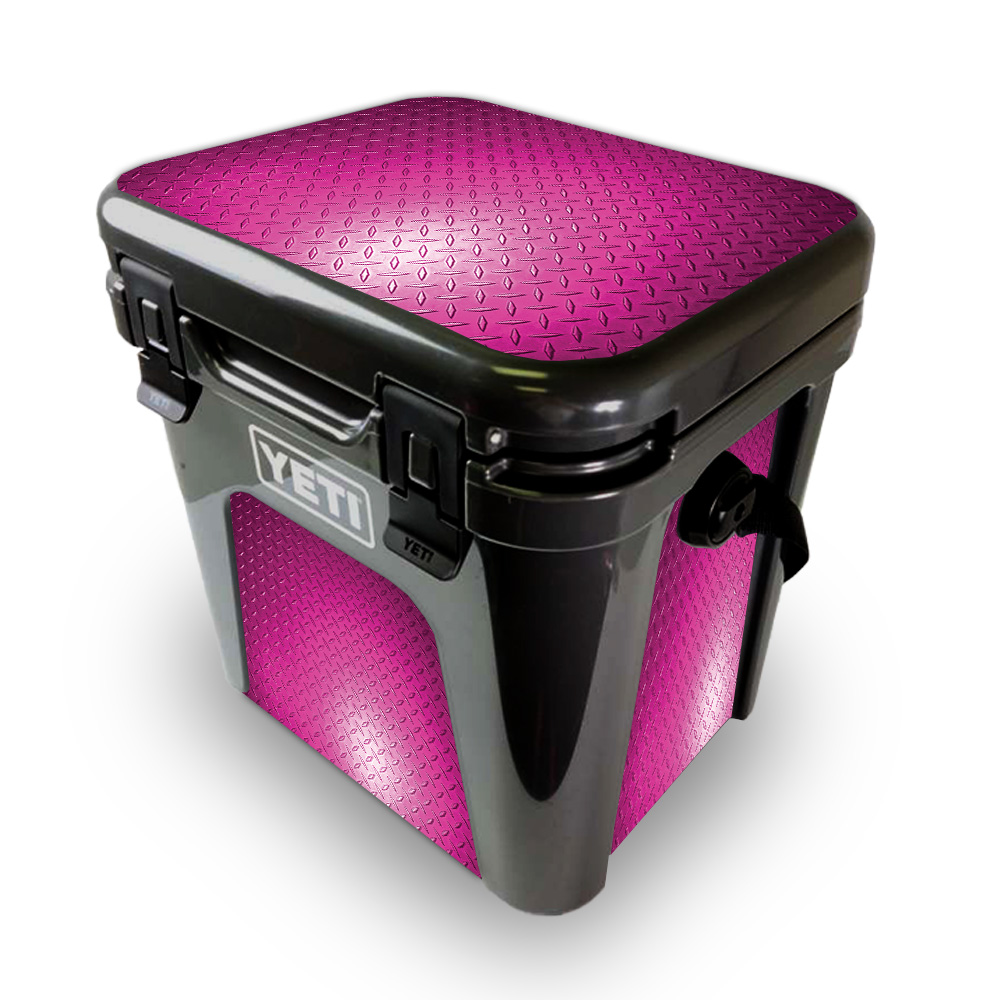 Picture of MightySkins YEROAD24-Pink Diamond Plate Skin for Yeti Roadie 24 Hard Cooler - Pink Diamond Plate