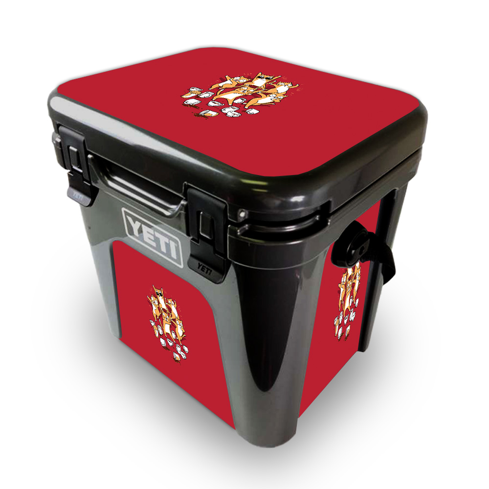 Picture of MightySkins YEROAD24-Cat Coffee Party Skin for Yeti Roadie 24 Hard Cooler - Cat Coffee Party