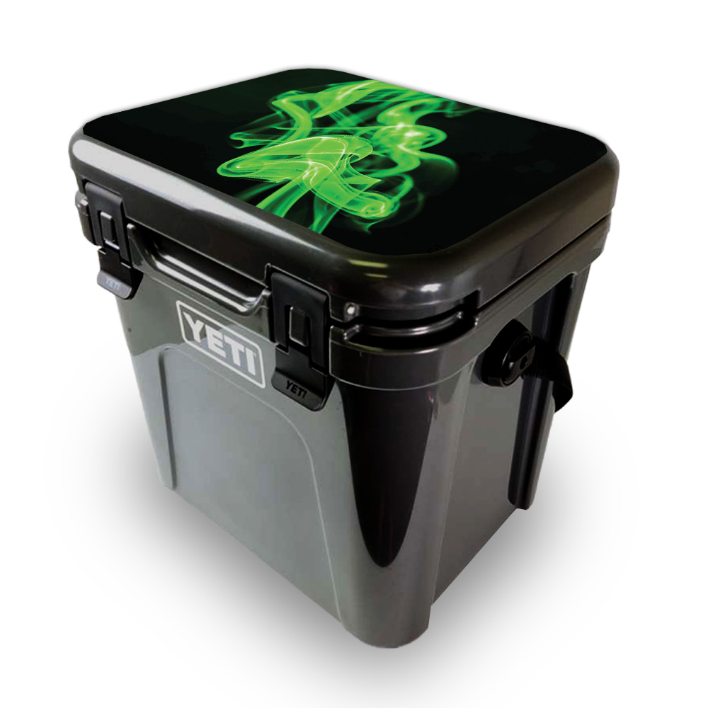 Picture of MightySkins YEROA24LID-Green Flames Skin for Yeti Roadie 24 Hard Cooler Lid - Green Flames