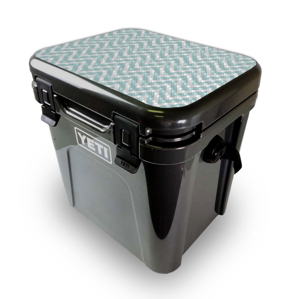 Picture of MightySkins YEROA24LID-Aqua Chevron Skin for Yeti Roadie 24 Hard Cooler Lid - Aqua Chevron
