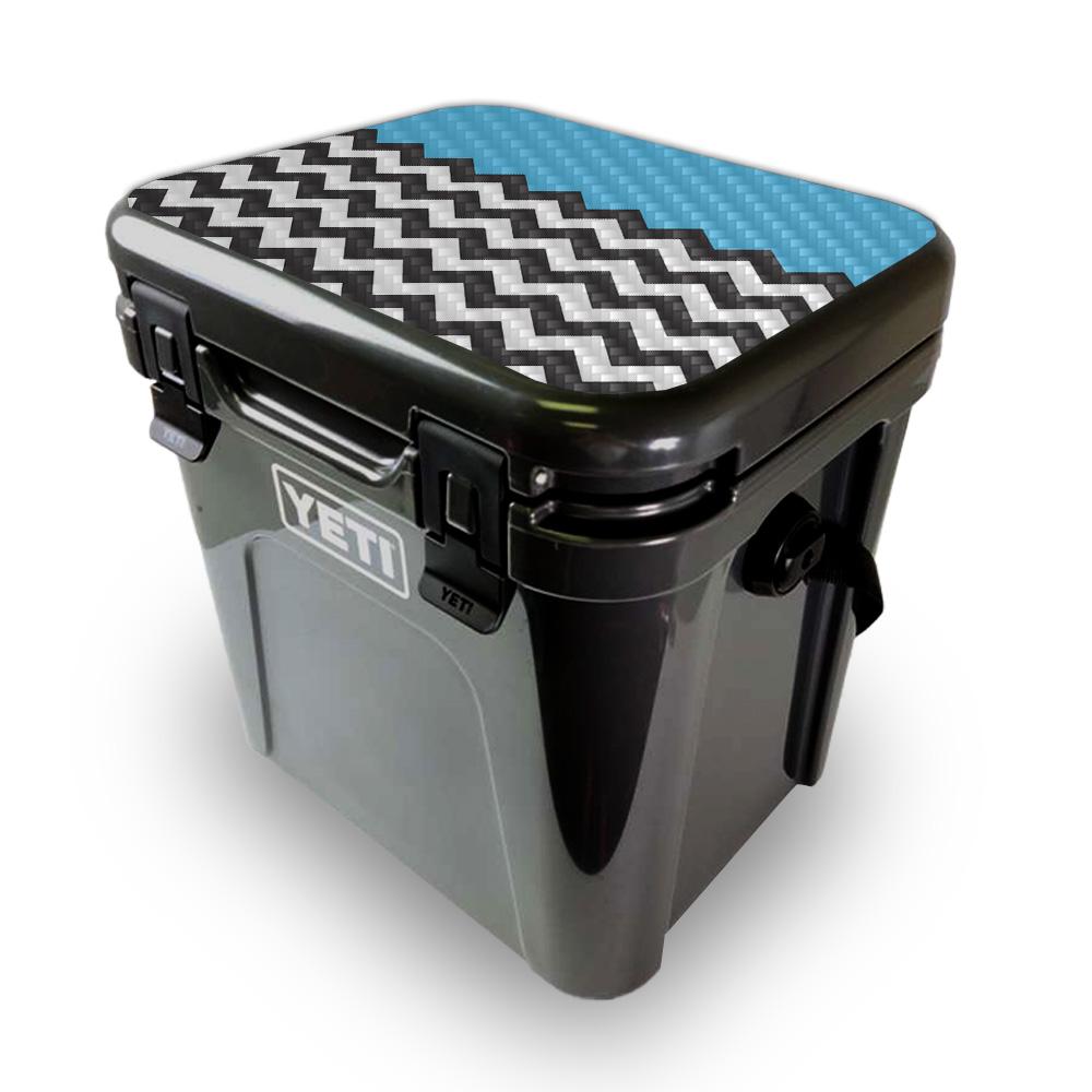 Picture of MightySkins YEROA24LID-Baby Blue Chevron Skin for Yeti Roadie 24 Hard Cooler Lid - Baby Blue Chevron